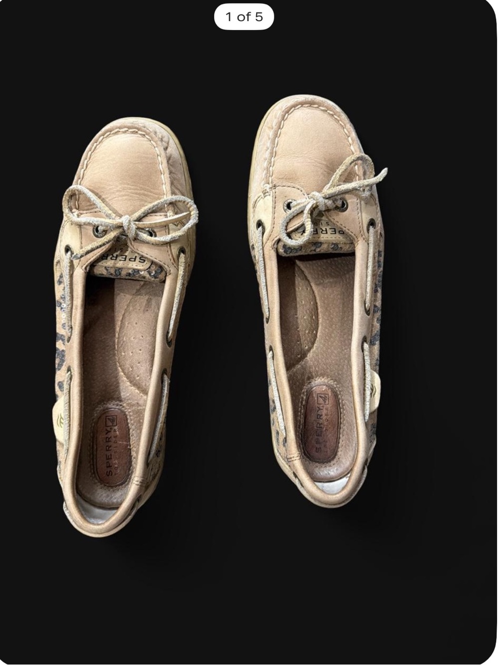 Sperry Women's Tan Moccasin Loafers with Leopard Trim